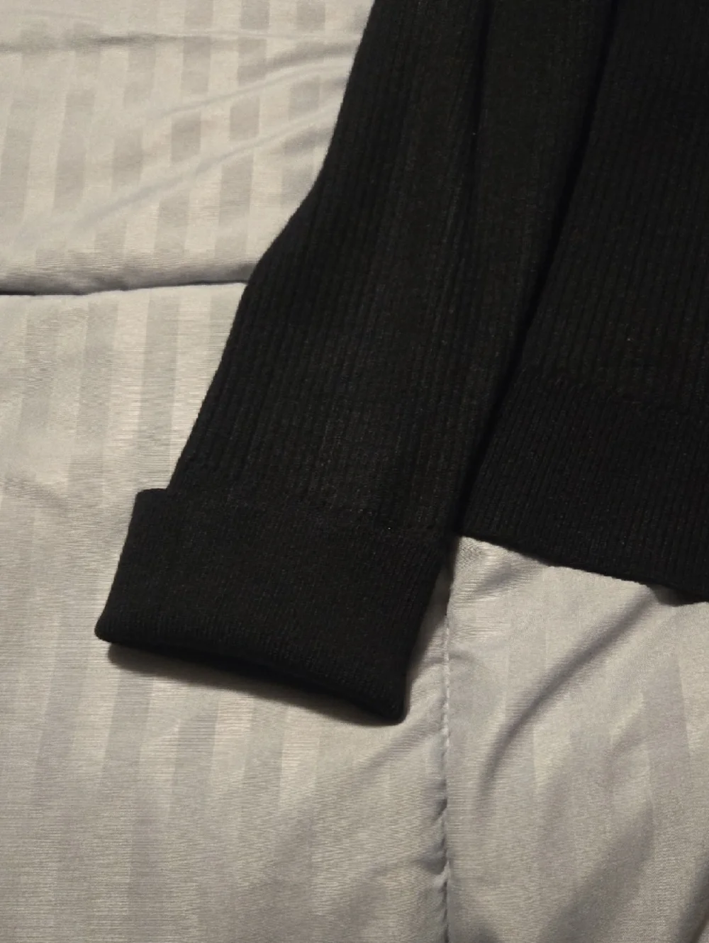 Marled Black Ribbed Button-Front Cardigan - Picture 5 of 5